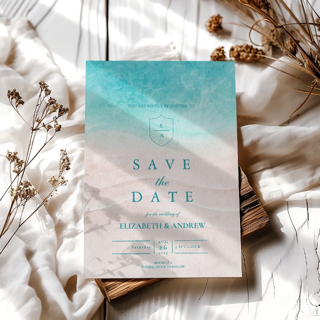 Save The Date Watercolor Mariage de plage tropicale (Créateur téléchargé)