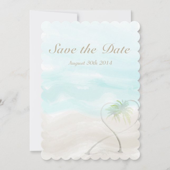 Save The Date Watercolor Mariage de plage tropicale (Devant)