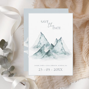 Save The Date Watercolor Mountain Mariage d'hiver vert et blanc