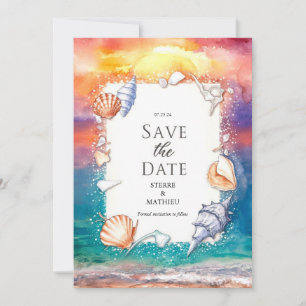 Save The Date Watercolor Pastel Beach Wedding