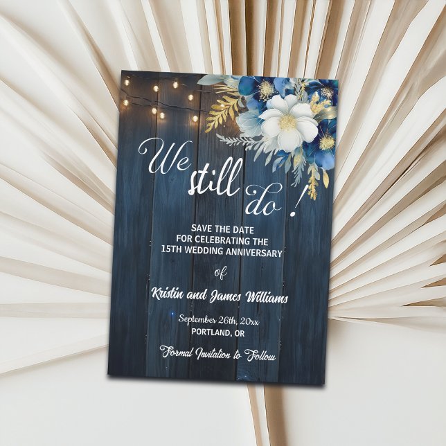 Save The Date We Still Do 15th Wedding Anniversary String Lights (Créateur téléchargé)