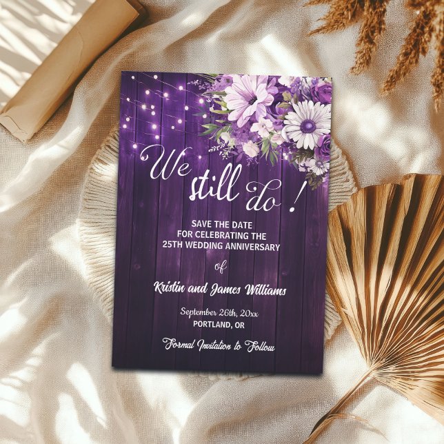 Save The Date We Still Do 25th Wedding Anniversary String Lights (Créateur téléchargé)