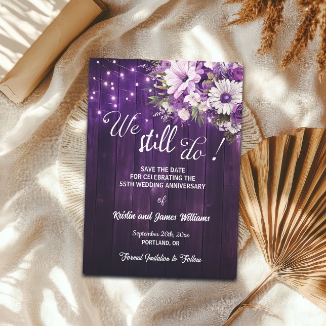 Save The Date We Still Do 55th Wedding Anniversary String Lights (Créateur téléchargé)