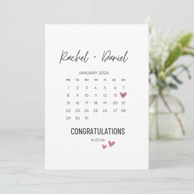 Save The Date Wedding Day Card, On Your Wedding Day Card, Calend (Debout devant)