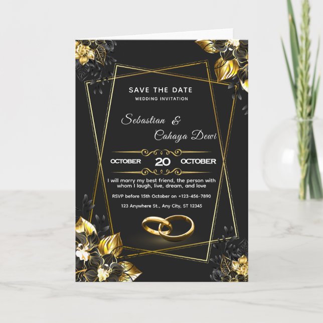 Save the Date Wedding Invitation – Elegant Floral  (Devant)