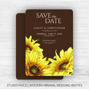 Save The Date Wedding shower Brown de tournesol aquarelle