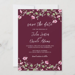 Save The Date Wedding shower en fleur d'Hibiscus rose bleu marin