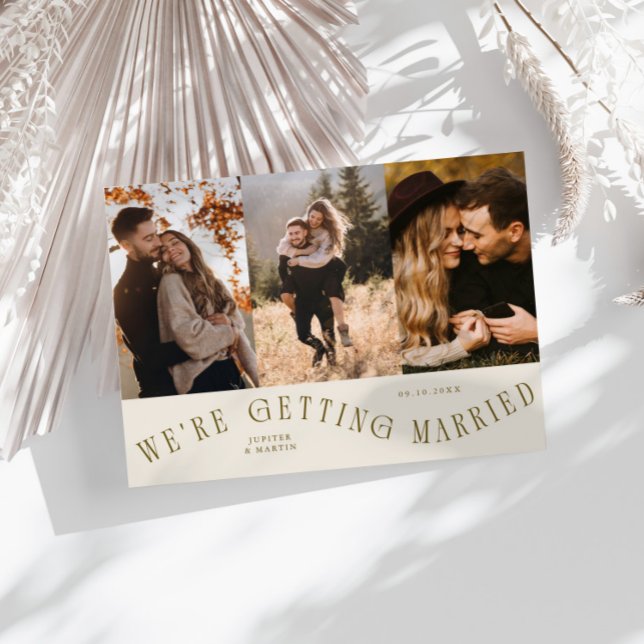 Save The Date We're Getting Married Multi Photo Cream (Créateur téléchargé)