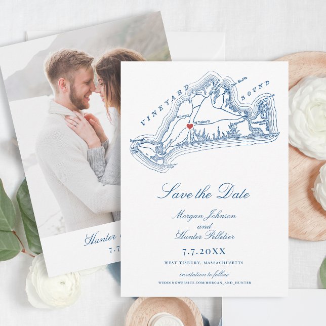 Save The Date West Tisbury MA Elegant Mariage bleu marine (West Tisbury Wedding Save the Date for an elegant Navy Blue Martha's Vineyard Wedding )
