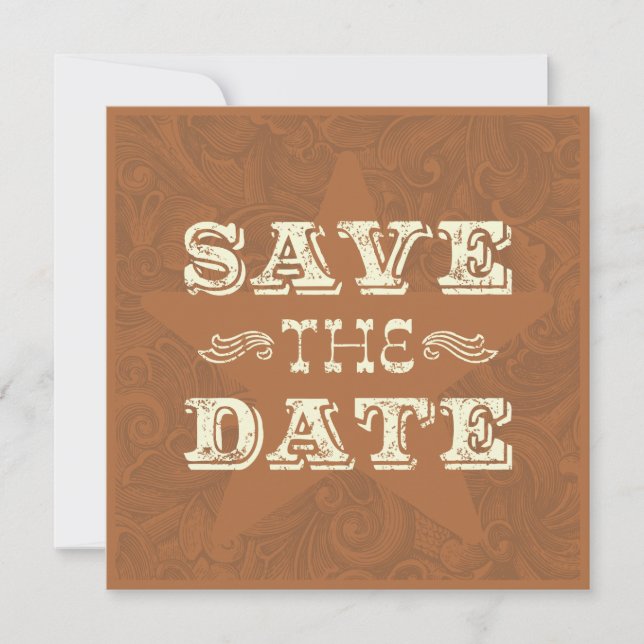 Save The Date Wester Enregistrer la date (deux côtés) Brun foncé (Devant)