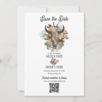Western Country Cowboy Boho Cow Mariage crâne