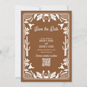 Save The Date Western Country Cowboy Rustique Mariage Brown