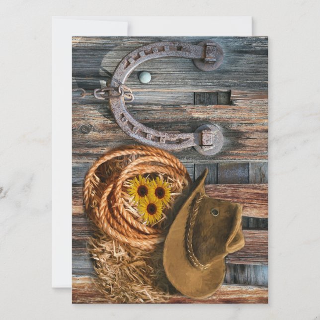 Save The Date Western Horseshoe Cowboy Hat Lasso (Devant)