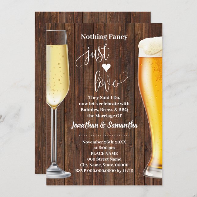 Save The Date Western Nothing Fancy Bubbles Brews & BBQ Invitati (Devant / Derrière)