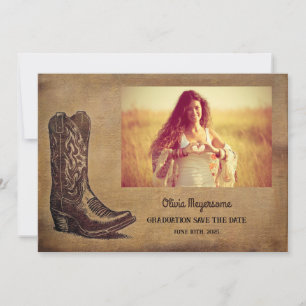Save The Date Western Rustic Graduation Photo