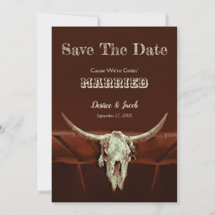 Save The Date Western Rustic Mariage Bull Skull Enregistrer La D