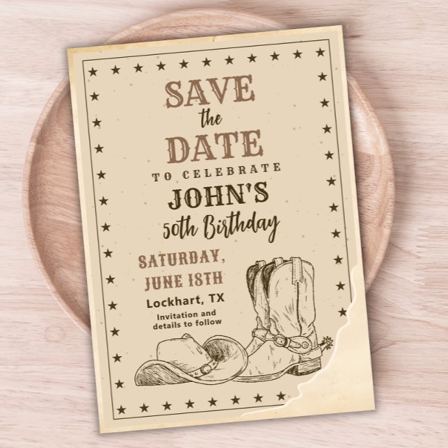 Save The Date Western Save The Date, Cowboy 50e anniversaire (Créateur téléchargé)