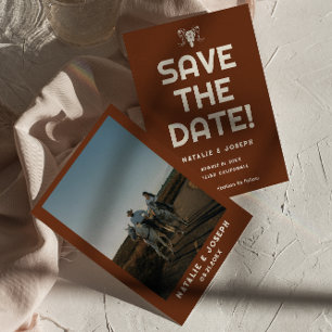 Save The Date Western Terracotta Bull Crâne moderne West Mariage