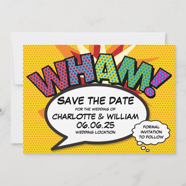 Save The Date WHAM Enregistrez la date amusante rétro bande dess (Devant)