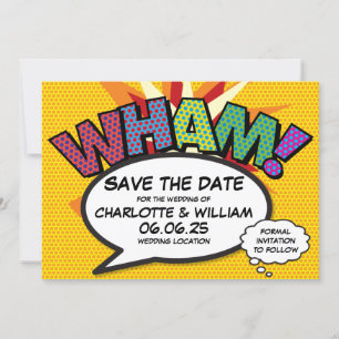 Save The Date WHAM Sauvegarder la date Fun rétro bande dessinée 