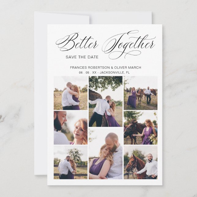Save The Date Whimsical Better Together Citation 8 Photos Mariag (Devant)