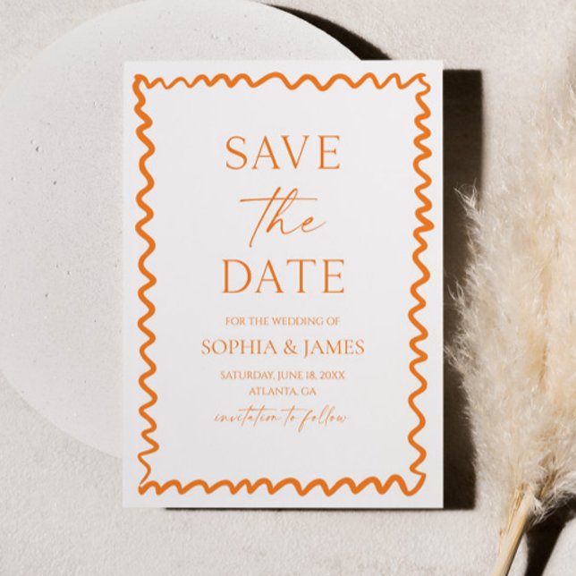 Save The Date Whimsical Citrus Orange Wavy Border Wedding (Créateur téléchargé)