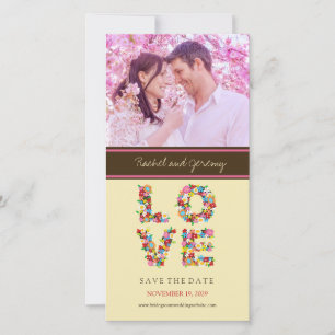 Save The Date Whimsical Colorful LOVE Fleurs de printemps Fleur