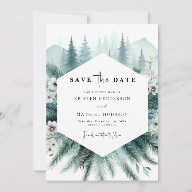 Save The Date Whimsical Custom Mountain Mariage (Devant)