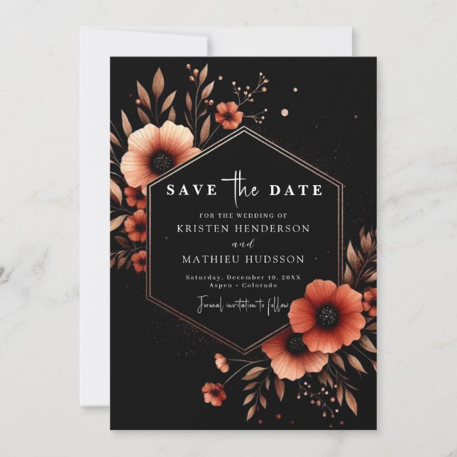 Save The Date Whimsical Floral Mariage en terre cuite (Devant)