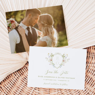 Save The Date Whimsical Pastel Fleur sauvage Mariage Crest