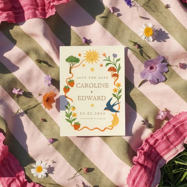 Save The Date Whimsical peint à la main Celestial Folk Mariage (Créateur téléchargé)