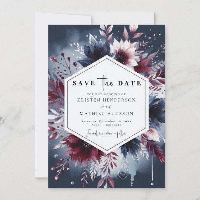 Save The Date Whimsical Printable Bourgogne (Devant)