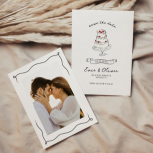 Save The Date Whimsical Quirky Main tiré Mariage de gâteau de ce