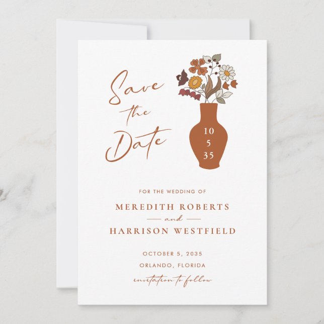 Save The Date Whimsical Retro Boho Floral Mariage (Devant)