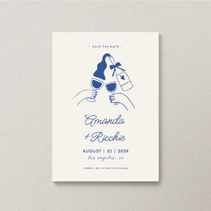 Save The Date Whimsical Retro Jouer main tiré Cheers Mariage