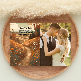 Save The Date Whimsical Rustic Fleur sauvage Meadow Mariage