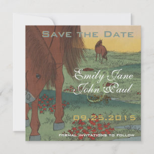 Save The Date Whimsical Rustic Horse Enregistrer la date