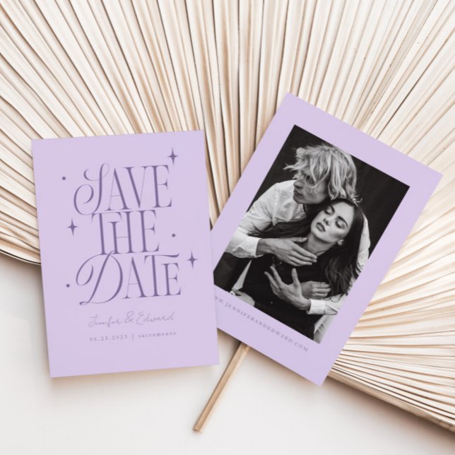 Save The Date Whimsical Stars Lavender Enregistrer La Date (Créateur téléchargé)