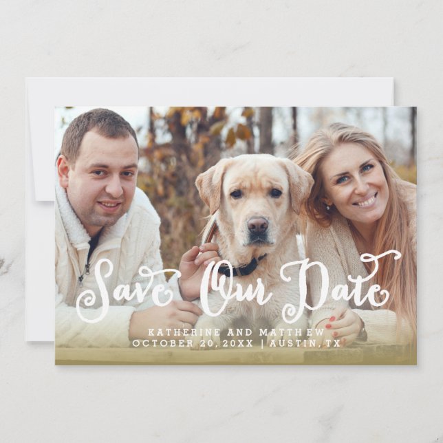 Save The Date Whimsy Hand Lettered Photo Wedding Enregistrer la  (Devant)