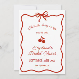 Save The Date Whimsy Red Elle est la cerise sur la Fête des mari