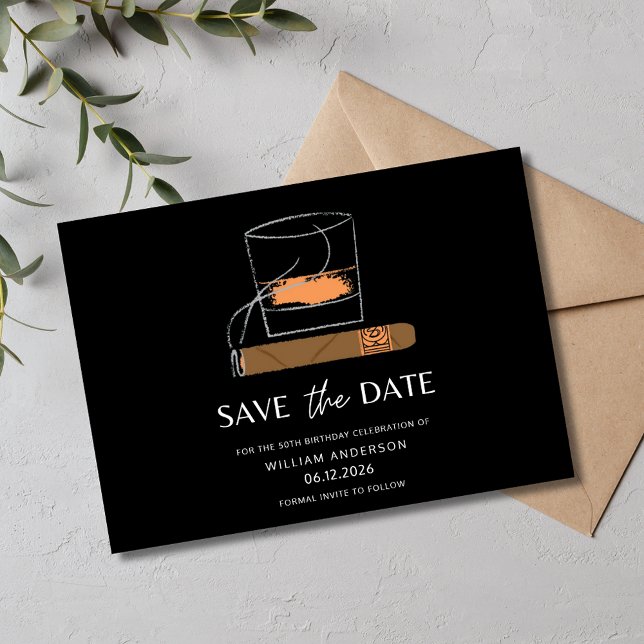 Save The Date Whiskey au cigar Enregistrer la date (Cigar Whiskey Save the Date)