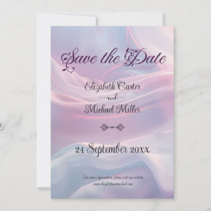 Save The Date Whispers of Silk : Dreamy Pastel Waves Pink Blue