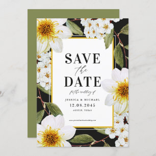 Save The Date White Dahlia et Spirea Botanical