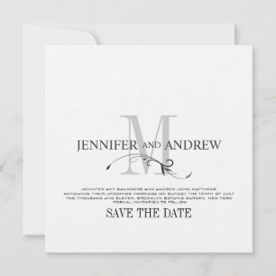 Save the Date White Monogram Wedding Announcement2
