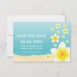 Save The Date White Plumeria Mariage Tropical Enregistrer La Dat