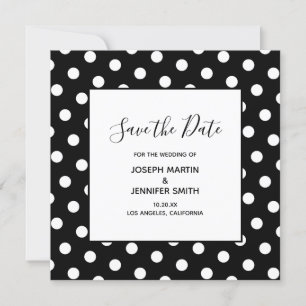 Save The Date White Polka Dot Élégante calligraphie Enregistrer 