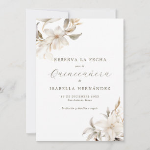 Save The Date White Reserva la Fecha espagnol Quinceañera