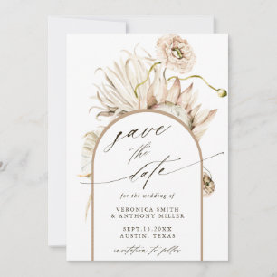 Save The Date Wild Boho Protea Pampas Grass Mariage Photo