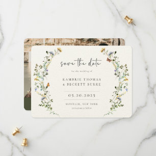 Save The Date Wild Meadow Wreath Floral Photo