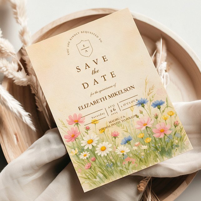 Save The Date Wildflower Meadow Gold Quinceañera (Créateur téléchargé)
